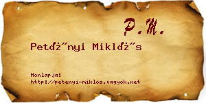 Petényi Miklós névjegykártya